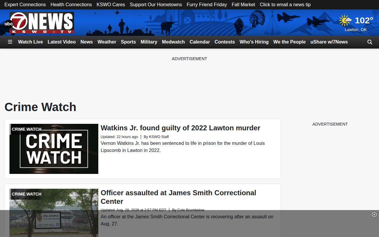 KSWO Crime Watch local news source for Caddo County crime reporting